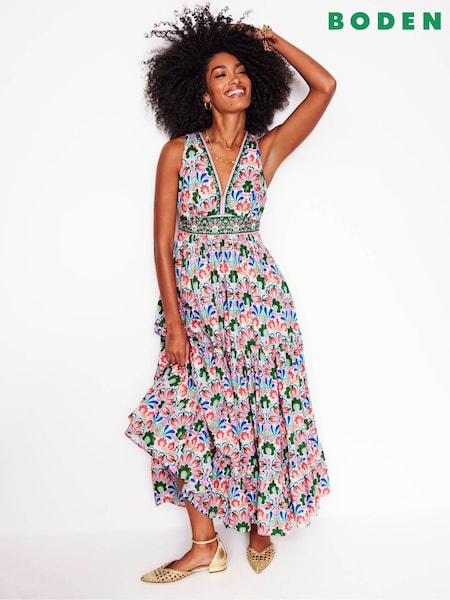 Boden Multi Serena Tie Maxi Dress (F83417) | ₪684