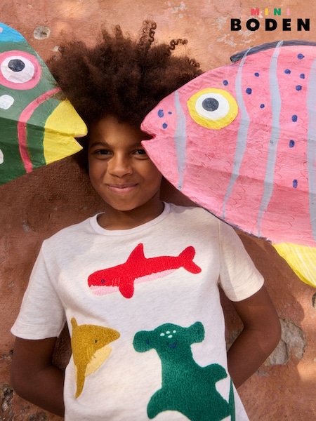 Boden Cream Shark Bouclé T-Shirt (F83424) | €28 - €31