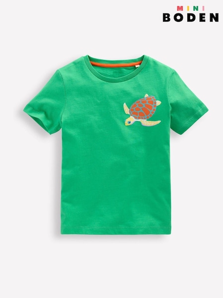 Boden Green Turtle Front and Back Graphic 100% Cotton T-Shirt (F83433) | 84 QAR - 94 QAR