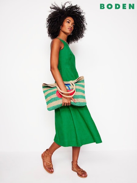 Boden Green Carla Linen Midi Dress (F83445) | €196