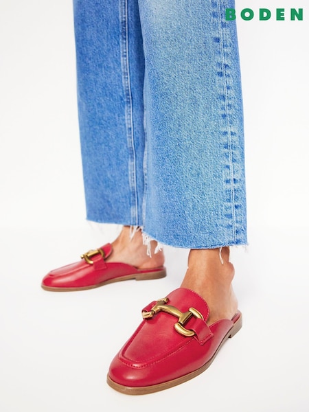 Boden Red Iris Snaffle Mule Loafers (F83453) | €140