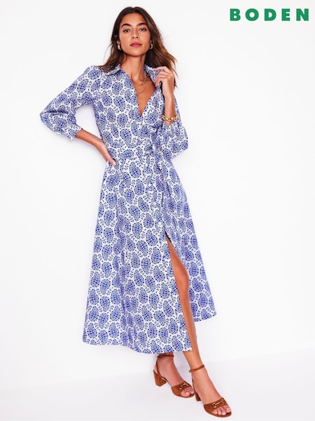 Boden Blue 100% Cotton Clara Shirt Dress (F83470) | $233