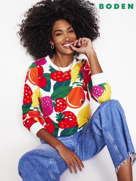 Boden Red 100% Cotton Hannah Printed Sweatshirt (F83479) | €109