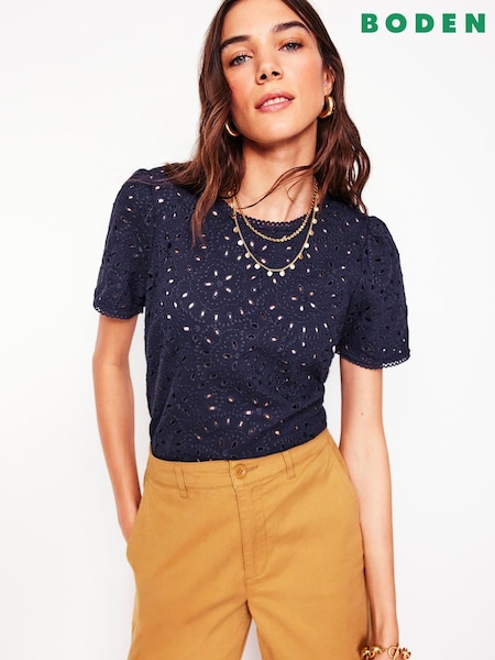 Boden 100% Cotton Edi Embroidered Blouse (F83484) | ‏302‏₪
