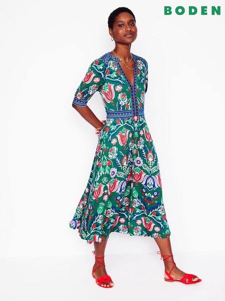Vihreä - Boden Lily Jersey Midi Tea Dress (F83486) | €154