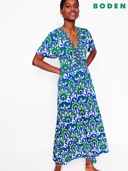 Boden Blue Ellie Flutter Maxi Tea Dress (F83492) | €174
