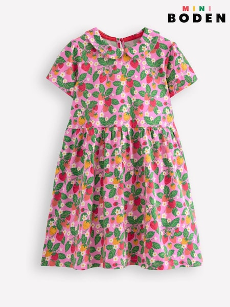 Boden Pink 100% Cotton Peter Pan Collar Jersey Dress (F83507) | €29 - €35