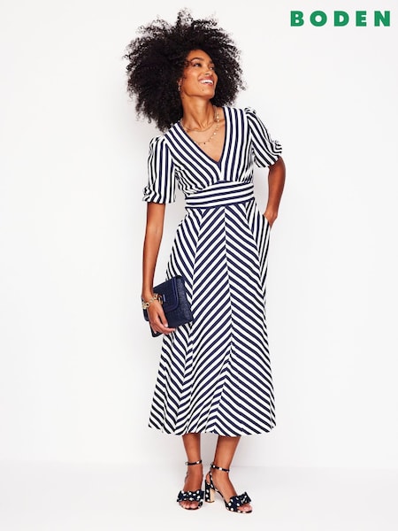 Boden Blue Ponte Panelled Tea Dress (F83554) | €165