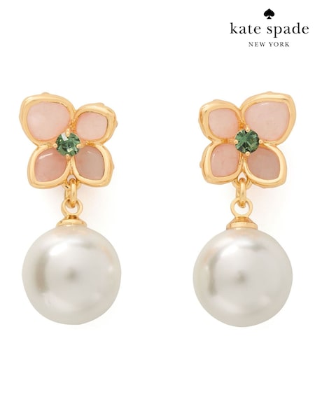 kate spade new york Gold Pearl Flower Drop Earrings (F83591) | AED495