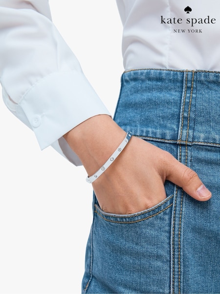 kate spade new york Set in Stone Hinged Silver Bangle (F83605) | AED349