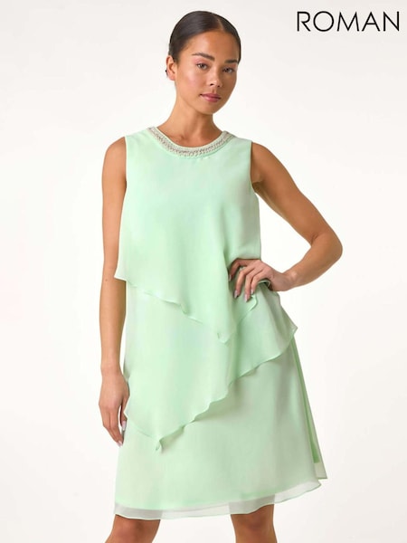 Roman Green Petite Trim Layer Shift Dress (F83668) | 322 QAR