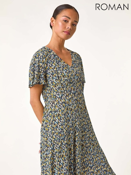Roman Petite Floral Crinkle Dress (F83683) | 313 LEI