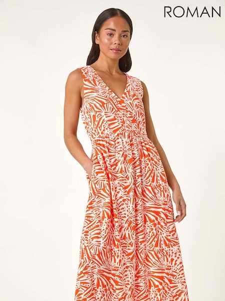 Roman Red Petite Linen Mix Midi Dress (F83695) | €69