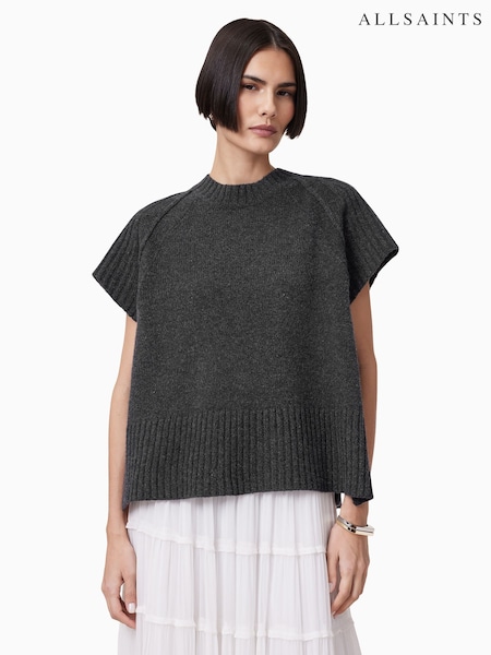 AllSaints Grey Anthe Short Sleeved Jumper (F83750) | 10,154 UAH