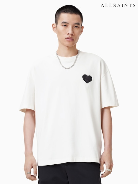 AllSaints White 100% Organic Cotton Lover Short Sleeve Crew T-Shirt (F83756) | €78