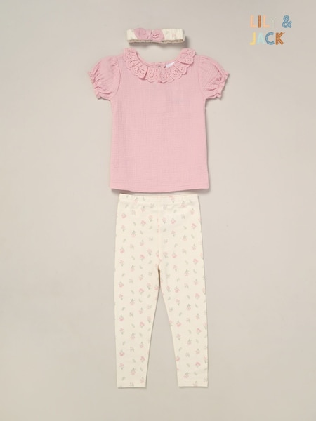Lily & Jack Pink Printed 100% Cotton Top and Legging Set (F83769) | €28 - €31