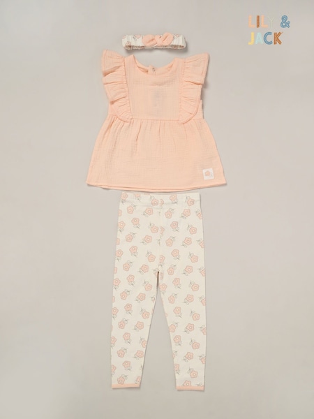 Lily & Jack Orange Printed 100% Cotton Top and Legging Set (F83771) | €28 - €31