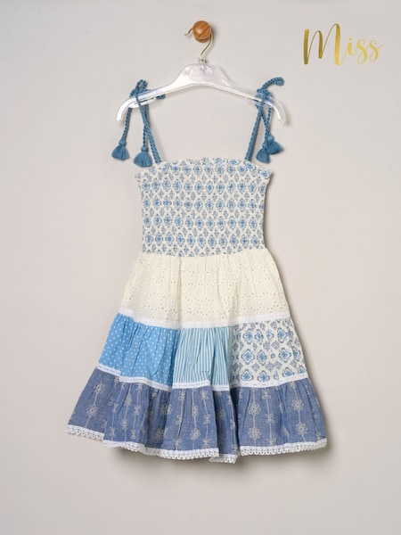 Miss Blue Printed Patch Work 100% Cotton Summer Dress (F83779) | kr343 - kr371
