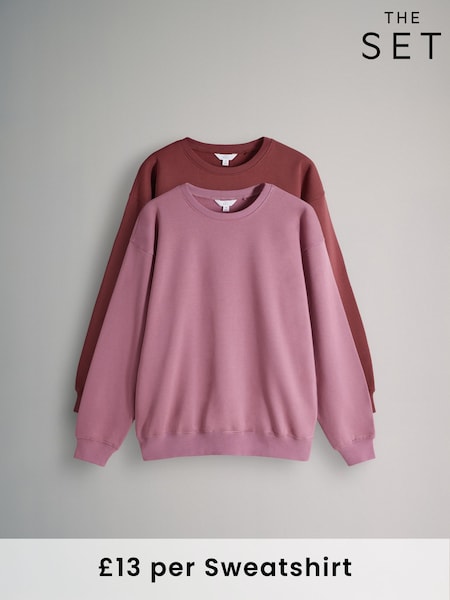 The Set Dusty Pink/Brown Red Dropped Shoulder Relaxed Sweatshirt 2 Pack (F83789) | €34