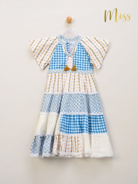 Miss Blue Printed Patch Work 100% Cotton Summer Dress (F83791) | €40