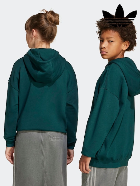 adidas Originals Dark Green Oversized Big Logo Kids Hoodie (F83964) | €50