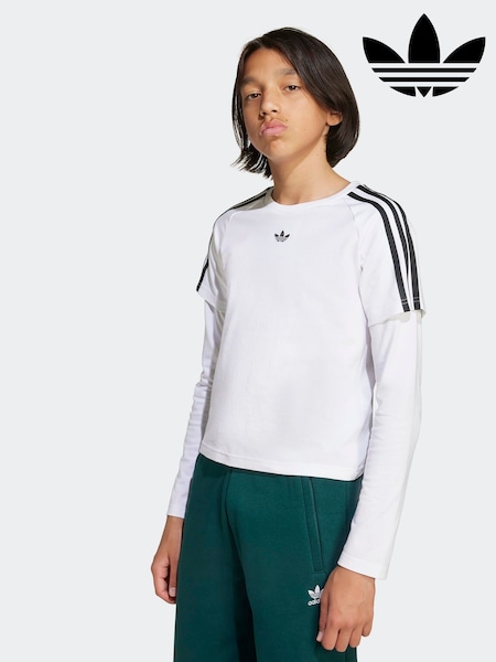 adidas Originals White Layered Long Sleeve Kids Top (F83979) | €24