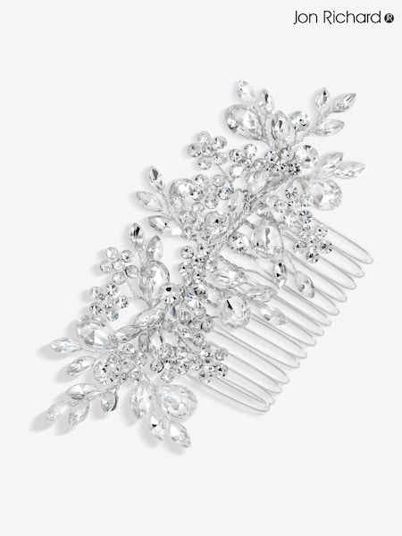 Jon Richard Silver Crystal Floral Hair Comb (F84041) | €32