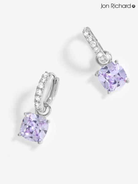 Jon Richard Silver Tone Lavender Huggie Earrings (F84046) | €25