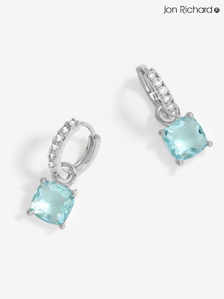 Jon Richard Silver Tone Aqua Huggie Earrings (F84049) | €25