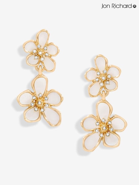 Jon Richard Gold Tone Mother Of Pearl Floral Earrings (F84056) | €32