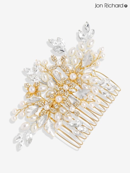 Jon Richard Pearl Crystal Floral Comb (F84071) | €40