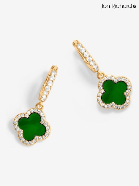 Jon Richard Gold Tone Malachite Clover Earrings (F84072) | €25