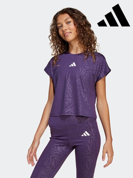 adidas Purple All Sports Animal Print Crop Kids T-Shirt (F84083) | R$ 195