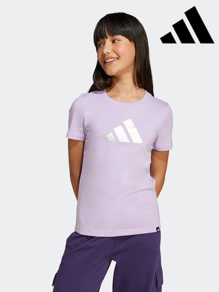adidas Purple Everyday Glam Graphic Print Kids T-Shirt (F84085) | 64 QAR