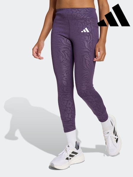 adidas Purple All Sports Optime Animal Print Kids Leggings (F84097) | €40