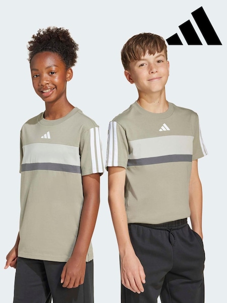 adidas Green Seasonal Essentials Tiberio 3-Stripes Kids T-Shirt (F84122) | R$ 180