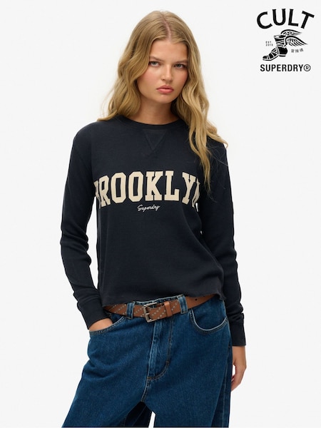 Superdry Blue 100% Cotton Athletic Essential Graphic Long Sleeve Top (F84174) | €35