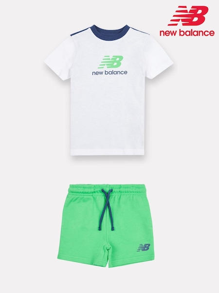 New Balance White Kids Jersey Ringer T-Shirt & Shorts Set (F84178) | R$ 345