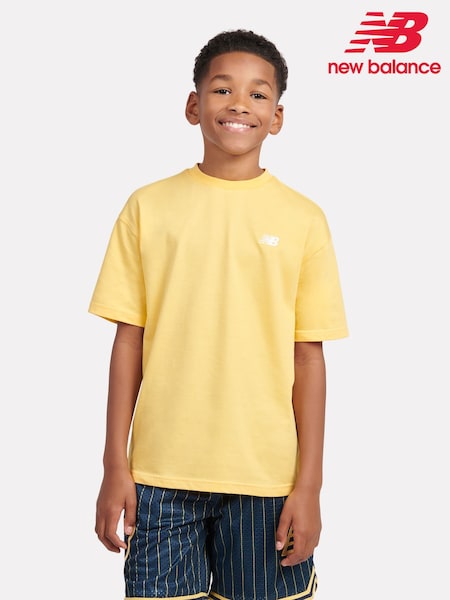 Galben - Tricou New Balance Kids din jerseu cu logo mic 100% bumbac (F84186) | 149 LEI - 179 LEI
