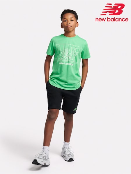 New Balance Green Kids The System Graphic 100% Cotton T-Shirt And Shorts Set (F84187) | ₪226 - ₪272