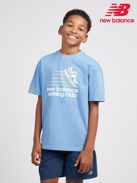 New Balance Blue Kids Running Club 100% Cotton T-Shirt (F84191) | 99 QAR - 119 QAR