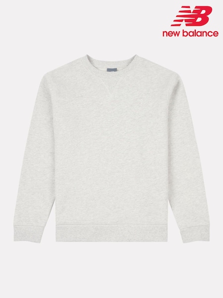 New Balance Grey Kids French Terry Small Logo Crew 100% Cotton Sweater (F84196) | 223 QAR - 267 QAR