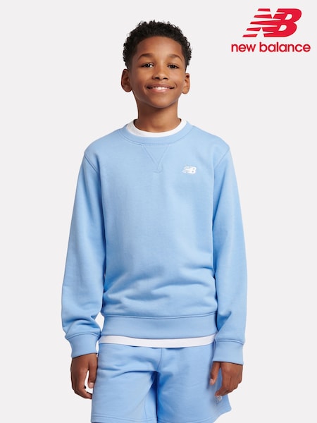Blau - New Balance Kids French Terry Small Logo Crew 100% Cotton Sweater (F84197) | 69 € - 83 €