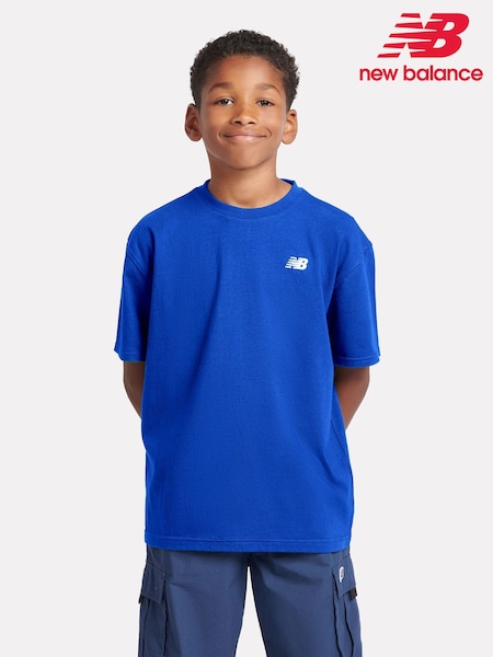 New Balance Light Blue Kids Jersey Small Logo 100% Cotton T-Shirt (F84198) | €29 - €34