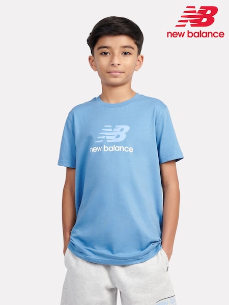 New Balance Blue Kids Jersey Stacked 100% Cotton Logo T-Shirt (F84207) | R$ 180 - R$ 215