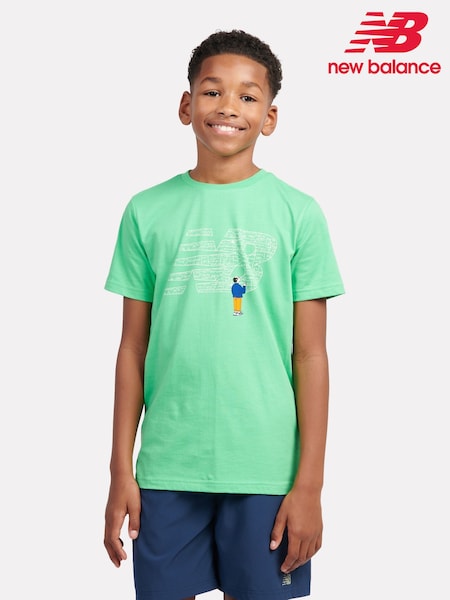 New Balance Green Kids Chalkboard Graphic 100% Cotton T-Shirt (F84213) | R$ 225 - R$ 275