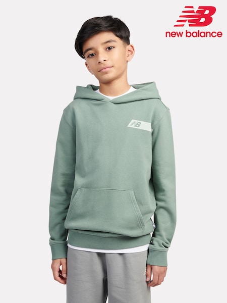 New Balance Green Kids Authentic Brand Players Back Graphic 100% Cotton Hoodie (F84215) | ₪277 - ₪332