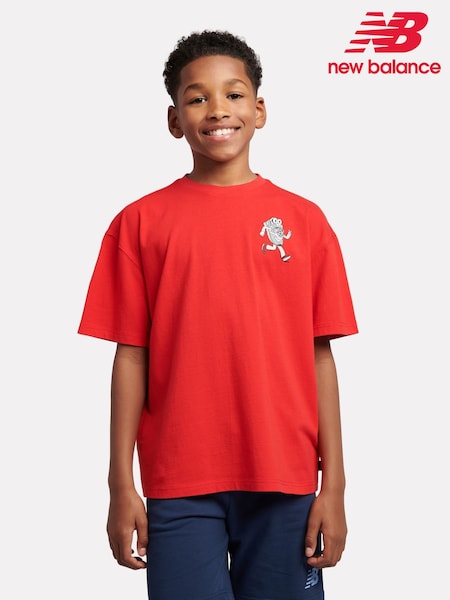أحمر - New Balance Kids Sneaker Guy Back Graphic 100% Cotton T-Shirt (F84216) | ‏124 ر.ق. - ‏148 ر.ق.