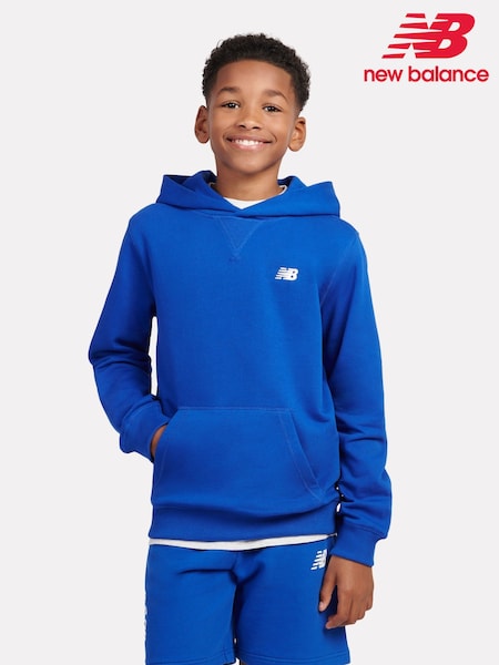 New Balance Blue Small Kids French Terry 100% Cotton Logo Hoodie (F84217) | 247 QAR - 297 QAR