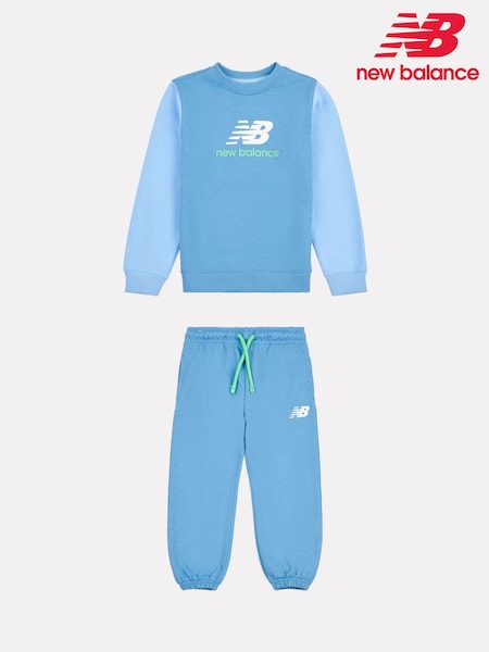 New Balance Blue Kids 100% Cotton Crew Top & Joggers Set (F84219) | R$ 495